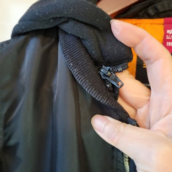 Alpha Industries MA-1 natus long bomber flight hooded jacket black XS - Picture 11 of 12